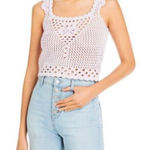 AQUA  Women's Lilac and White Crochet Crop Top Photo 0