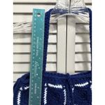 Granny Square Purse Blue/White Handmade Crocheted Medium Size No Lining/pockets Blue Photo 4