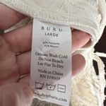 BURU Cropped Straight Leg Everyday Pants Ivory Fringe Drawstring Women's Large Photo 9