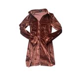 Lulus Endless Style Rust Brown Velvet Ruched Button-Up Mini Dress S Photo 1