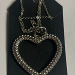 Swavorski Large Silver Heart Pendant Necklace Swarovski Crystal Photo 0