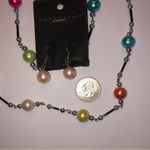 Colorful Beaded Boho Retro Necklace Earrings Set NWT Black Photo 3