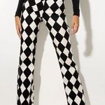 Motel Rocks Zoven Harlequin Black & White Flare Trousers Photo 0