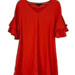 Heart soul  Mini Dress Womens S Blood Orange Tiered Ruffle Sleeve Boho Modest Photo 0