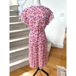 Amanda Uprichard  Pegasus Pink Floral Short Sleeve Blouson Midi Dress Photo 4