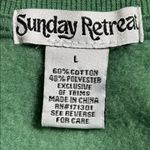 Sunday Retreat women’s large pullover green embroidered Lucky You sweatshirt Photo 5