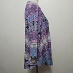 Emerald Blue & Magenta Geo Lace Trim Gauze Blouse Size Medium Photo 3