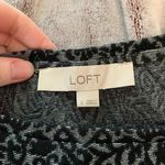 Loft Damask Print Long Sleeve Top Womens Small Gray Elegant Blouse Lightweight Photo 2
