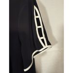 Cato Est. 1946 Womens Dressy Top Size Large Black with White Trim Keyhole Sleeves Photo 4