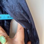 Maeve Anthropologie  Tie Neck Crushed Velvet Navy Blue Blouse High Low Photo 7