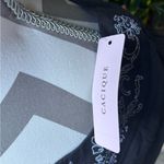 Cacique  Black caftan dress with white  Embroidered V-Neck Photo 5