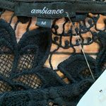 3/$22🌞 NWT Ambiance black Floral Crochet With Fringe Top Size M Photo 2