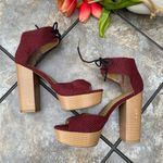 DV8 by Dolce Vita Red Gingham Ankle Strap Platform Pumps Size 8 Photo 7