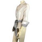 Marisa Baratelli 1990s Silk Blouse Black White Abstract Trim Size 12 Photo 3