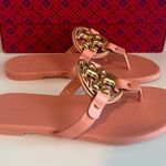 Tory Burch COPY - Miller leather Metal Medallion Flat Thong Sandals Size 7 NIB Photo 2