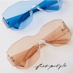 Free People Sidetracked Rimless Sunglasses Retro 70’s Summer Beach Neutral RARE Photo 2