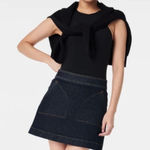 Spanx Denim Mini Skirt A Line Built in Shorts in Raw Indigo Wash Size M Photo 0