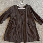 Eva Tralala Paris 100% linen chocolate brown one button jacket Size XL Photo 7