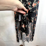 Ambiance Floral Flutter Sleeve Maxi Dress Split Skirt Size Small Black Photo 5