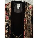 R&M Richards Top Women 8P Black Gold Red Metallic Velvet Burnout Cardigan Formal Photo 5