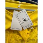 NEW T Shirt Short Roll Sleeve Flowy Swing Ruffle Dress Pockets S Yellow Photo 3