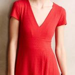 Anthropologie  Maeve Red Splitshade Tulip Hem Dress Cocktail Party Size Large Photo 2