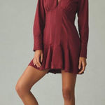 Anthropologie NWT  Pilcro Crimson VNeck Seamed Mini Dress sz 8 Photo 0