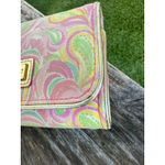 Lilly Pulitzer  Floral It's a Keeper Mini Wristlet Clutch Pink‎ Gold Trim S Photo 6