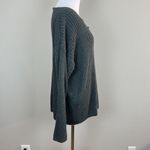 Cozy Casual Sweater M/L Gray Ribbed Knit Criss Cross Long Sleeve Drop Shoulder Photo 3