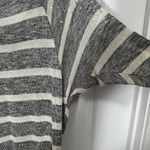 SJS Knit 3/4 Sleeve Rayon Poly Dolman Sleeve Gray White Stripe Pullover Size Med Photo 2