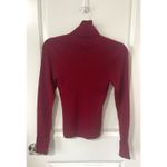 AQUA Merino Wool Turtleneck Ribbed Knit Sweater Red M Velvet trim sleeve cuffed Photo 1