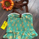 Daisy NWT UNIQUE VINTAGE X Smiley Green Peplum Halter Top LARGE Photo 7