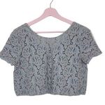 ZARA  crop top guipure lace pink gray short sleeve top Medium Photo 0