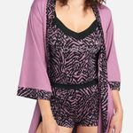 Bebe *NWT  Animal Print Zebra Pink Pajama Set with Matching Belted Robe Photo 0