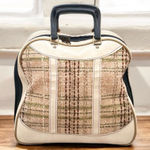 Vintage Bowling Bag Purse Handbag Carry On Mid Century Tweed Retro MCM Black Photo 0