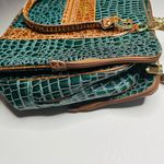 SAMANTHA Emerald Green Brown Croc Embossed Leather Three Compartment Travel Tote Photo 9
