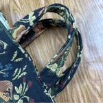 Vintage Robert Allen Woodland Animals Medium Tapestry Tote Bag Green Photo 5