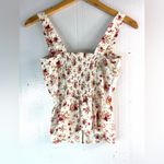 Mind Code  M Y2K Feminine Smocked Cotton Sleeveless Floral Fitted Zip Front Top Photo 2