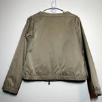 Chico's  Bomber Jacket Full Zip Elastic Hem Pockets Round Neck Tan 1 Medium Photo 3