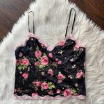 Victoria's Secret Y2K Satin Floral Lace Trim Cami Photo 0
