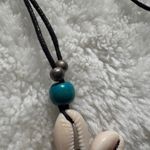 Cowrie Shell Flower Necklace Beachy Cord Pendant Boho Summer Jewelry Tan Photo 4