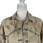 ZARA Studded Z1975 Cropped Denim Jacket Tan Size XS Washed effect 100% Cotton Photo 5