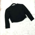 White House | Black Market WHBM Crop Open Pleated Ruffle Cardigan Sweater Black Sm Photo 1
