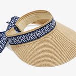 Sea and grass straw and ribbon visor Tan Photo 1