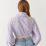 BDG New Leaf Quarter-Zip Cropped Sweatshirt NWT Size M - Lavender Photo 2