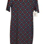 LuLaRoe  geometric Julia blue red "gold" dress women's size S Small Photo 0