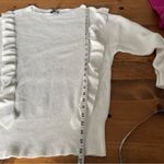 EXPRESS Cream Sweater Ruffle Boatneck 100% cotton Size Small Photo 4