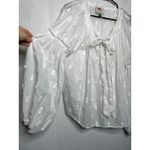 Farm Rio  White Pineapple Embroidered Long Sleeve Boho Blouse Size Large Cotton Photo 3