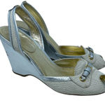 The Original Car‎ Shoe Silver Metallic Canvas Wedge Sandal Size 40.5 US 10.5 Photo 0