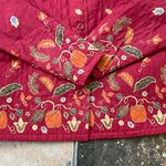 Breckenridge  Womens Quilted Coat Jacket Pumpkin Leaves Red Large Petite Photo 2